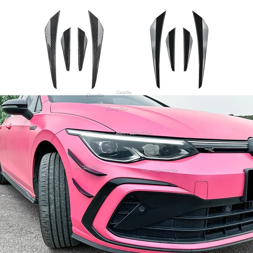 For VW Golf 8 MK8 GTI GTD GTE R-LINE 2020-2023 Front Bumper Lip Protector Corner Diffuser Splitter Fins Anti-Scratch Body Kit