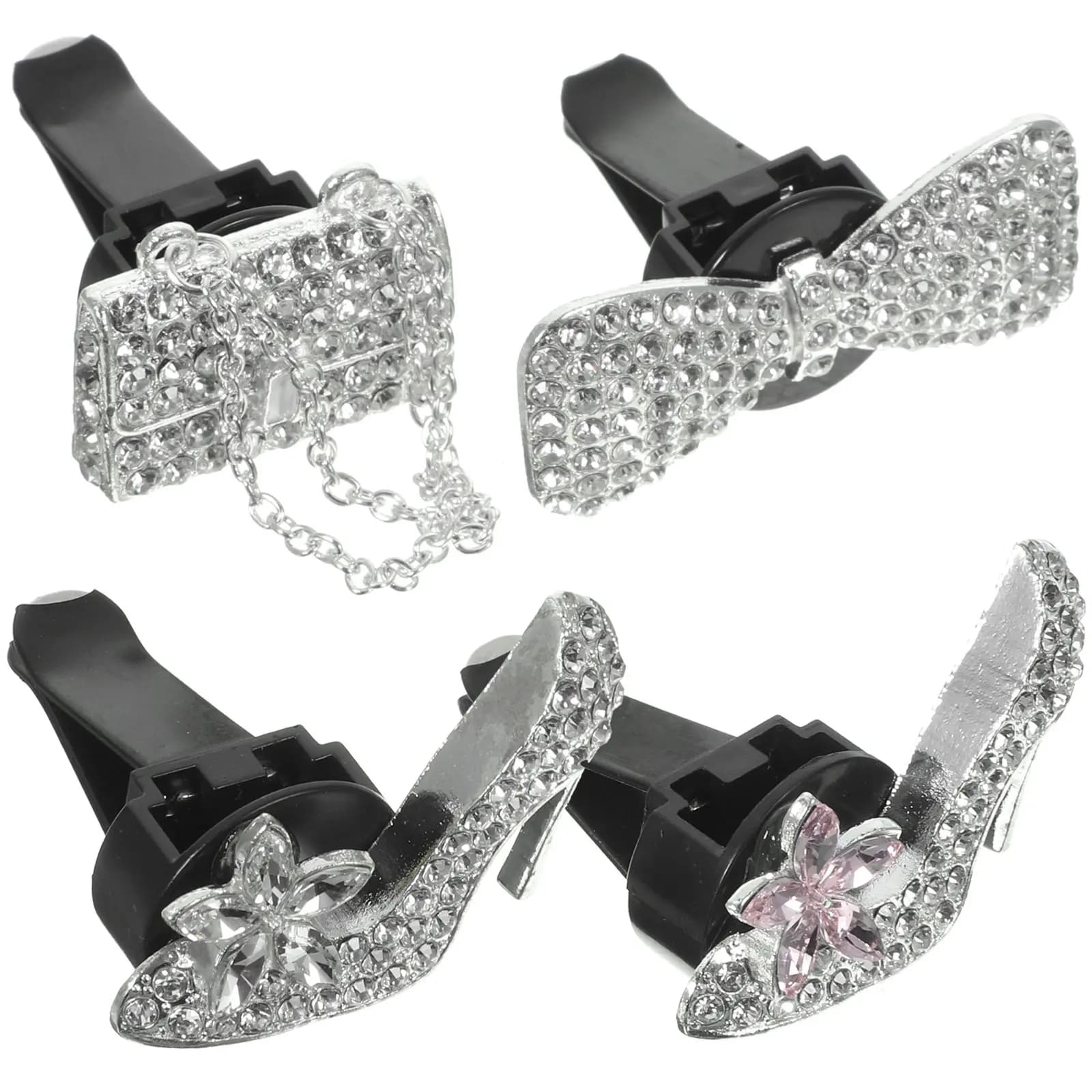 4 Pieces Clips for Auto Bags, Deodorant for Cars with Polishing Crystals, Decorative Accessories for Women's Interior Cars