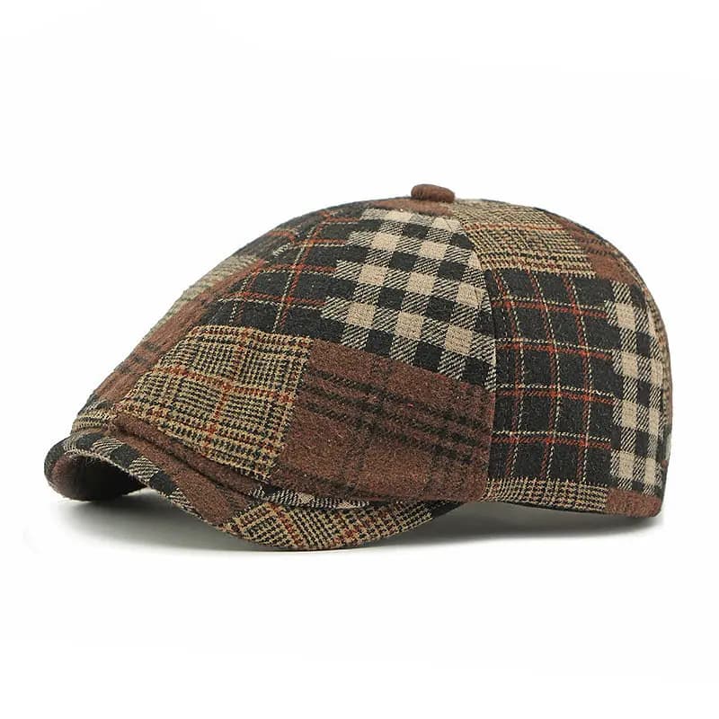 Cappelli Newsboy in Poliestere a Quadri per Tutte le Stagioni 2024, Berretto Piatto con Visiera per Uomo e Donna, Cappello da Pittore 122