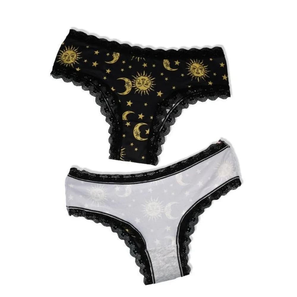 Grid Low Waist Lace Edge Underwear Large Size Sun Moon Seamless Briefs Thin Underpants Women's Panties Gifts