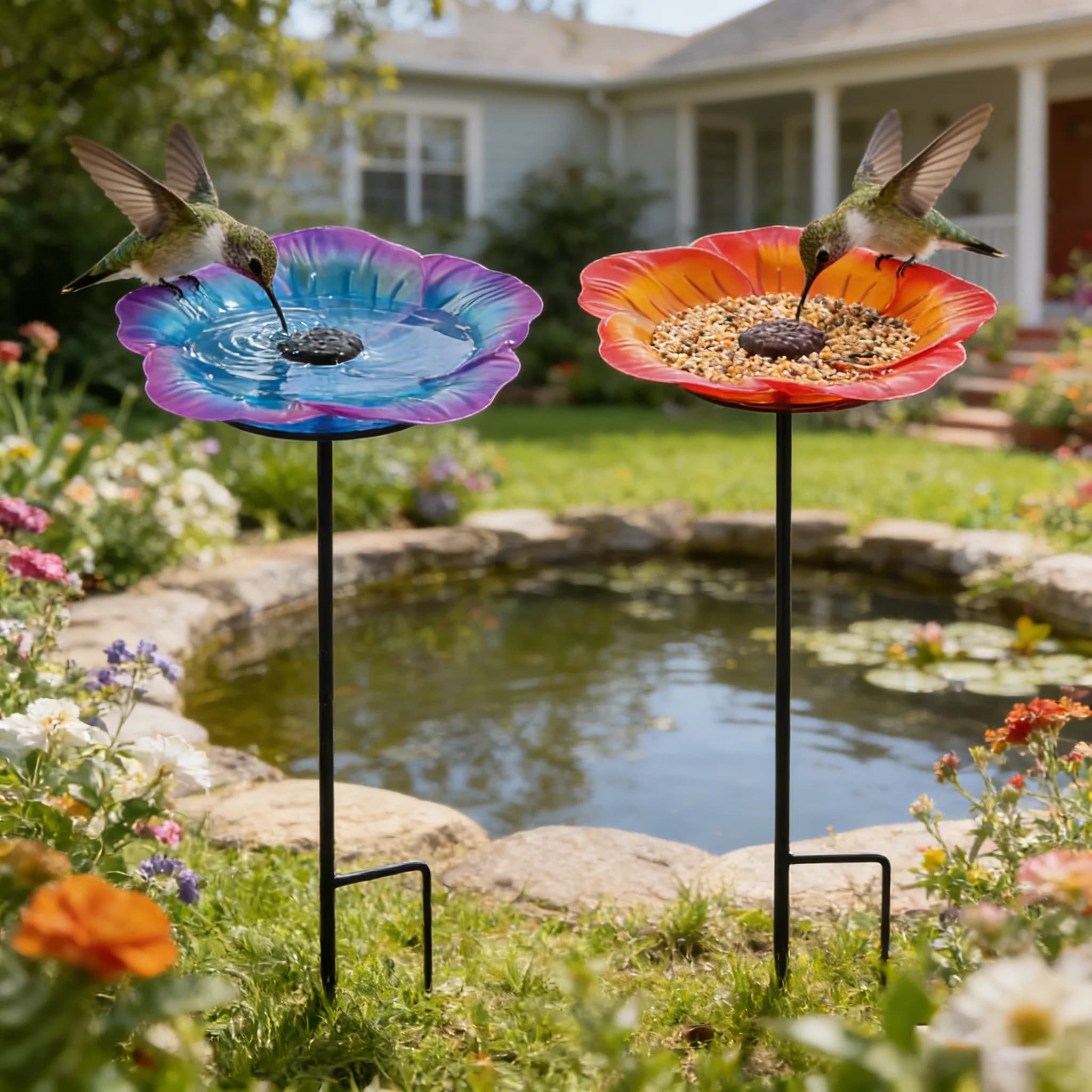 Outdoor Simple Installation Bird Feeder Porous Bird Feeder With Stake Garden Food Feeding Tools Courtyard Bird Food Container