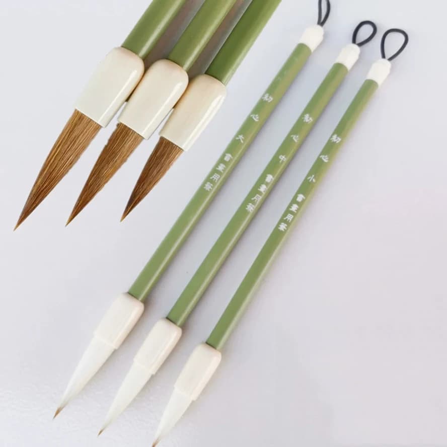 Popular Mixed Hair Brush Set | Wolf Hair Calligraphy Brushes Large/Medium/Small | Medium Regular Script & Painting Scholar's Kit