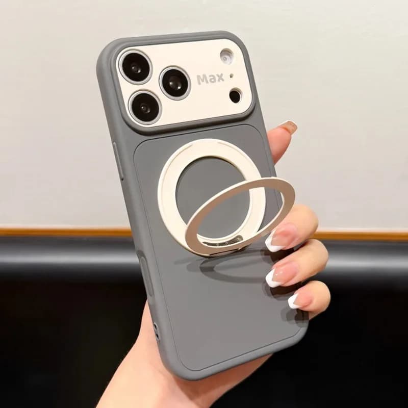 Frosted Contrast Color Magnetic Stand Phone Case For iPhone 17 16 15 14 13 18 Pro Max Camera Protection Shockproof Back Cover