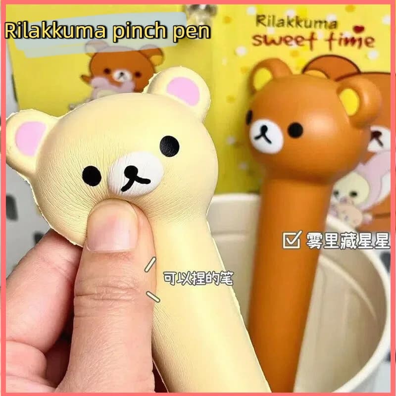 Rilakkuma Penna antistress a rimbalzo lento Stile creativo Penna neutra comprimibile super carina per regali con penna pizzico antistress