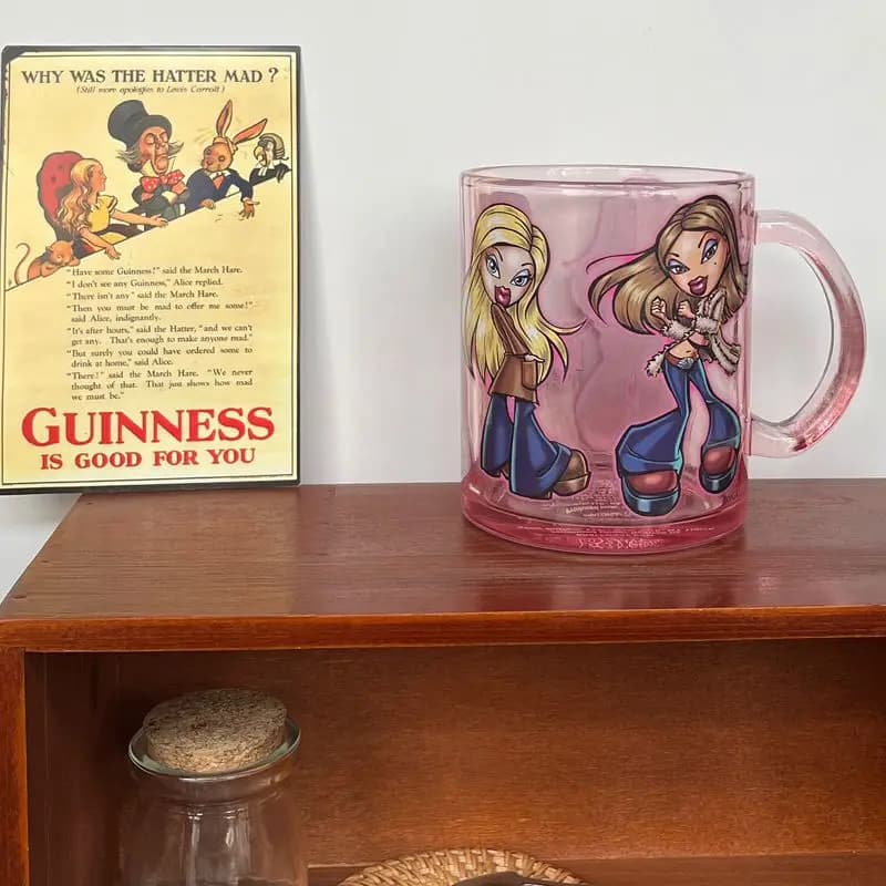 Anime Kawaii Street Beauty Girl Rock Princess Glass Cup Water Cup Coffee Cup Fashion Doll Bratz Bottles 500 ml Gifts
