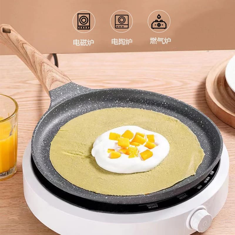Tiles Pastry pan Wooden handle pan Kitchen steak non-stick surface