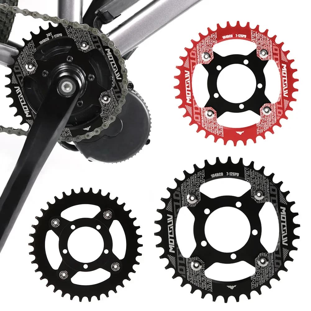 Guarnitura per bicicletta Bafang 104BCD Motore per bicicletta Adattatore per anello catena per corona in lega di alluminio per bicicletta elettrica 32T-52T Manovella per bici