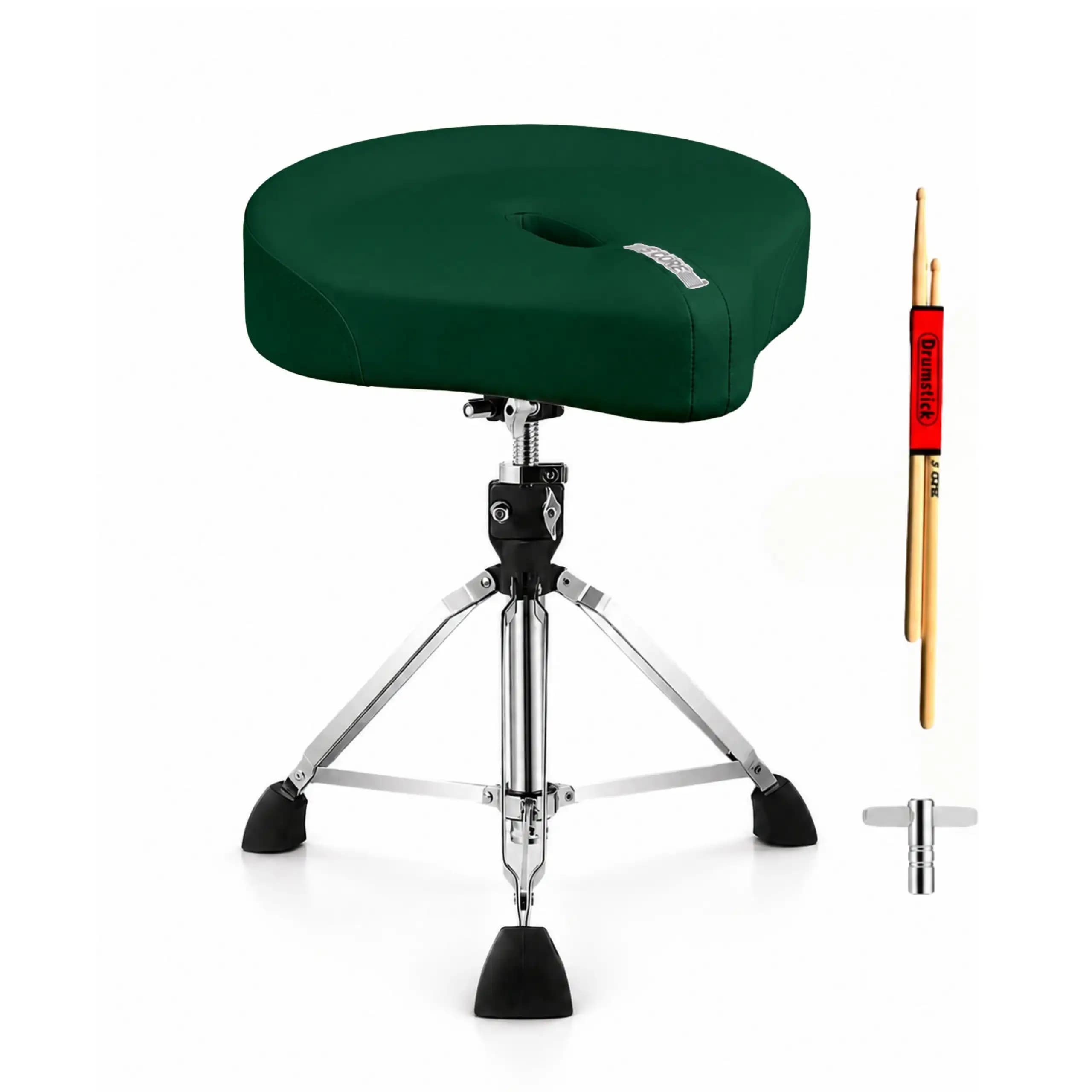 5 Core Drum Throne Padded 4" Ergonomic Drummer Stool Swivel Adjustable Green