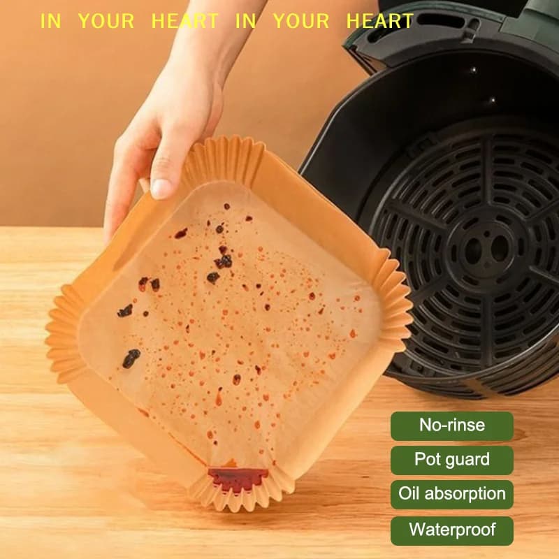 50/25 Kitchen accessories: Air Frying Card, Kitchen Tools, Square and Round Disposable Stamps for Pastry, Anti-Fairing Mats for BBQ