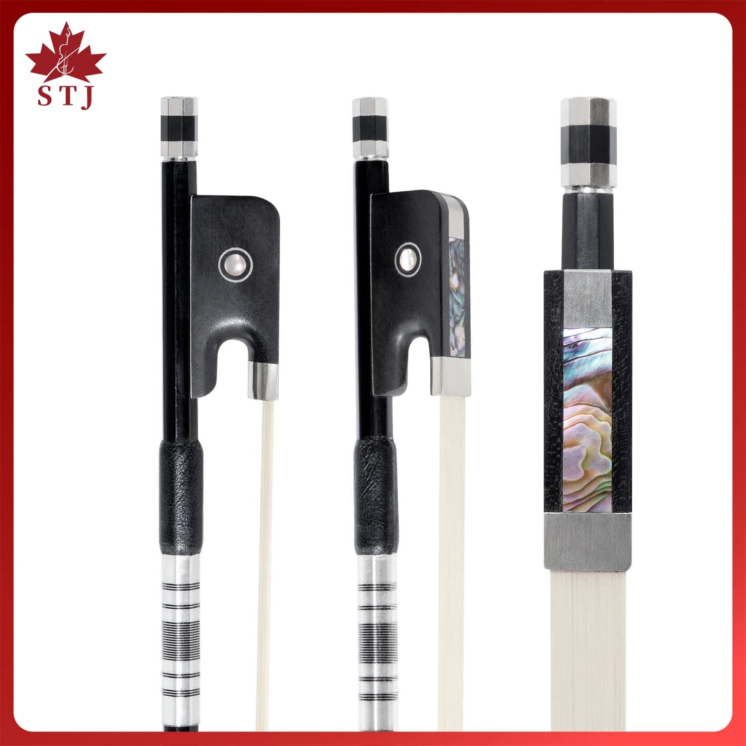 1pcs Black Carbon Fiber Round Stick 4/4.3/4.1/2 Cello Bow, Ebony Frog, Siberian Horsetail Horsehair, Cello Accessories Parts