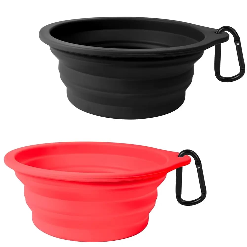 Set di 2 Ciotole Pieghevoli in Silicone per Cani, 34oz/1000ml, Senza BPA, Portatili per Viaggi, per Cibo e Acqua di Cani e Gatti
