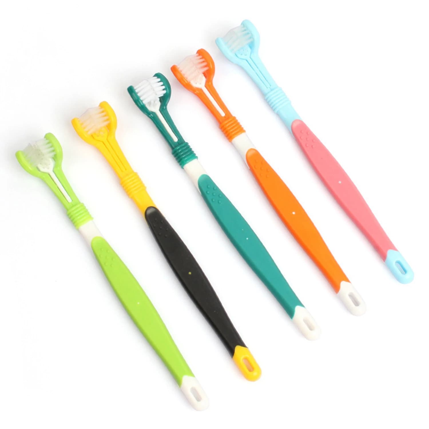 New Three Sided Pet Toothbrush Three-Head Pet Toothbrush For Dogs And Cats Oral Cleaning Brush Care Products Pet Supplies 2Pcs