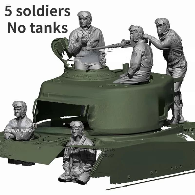 Kit modello assemblato con corpo in resina in scala 1/16 Set militare per hobby in miniatura WW2 US Tank Crew (5 fichi) smontato e non verniciato