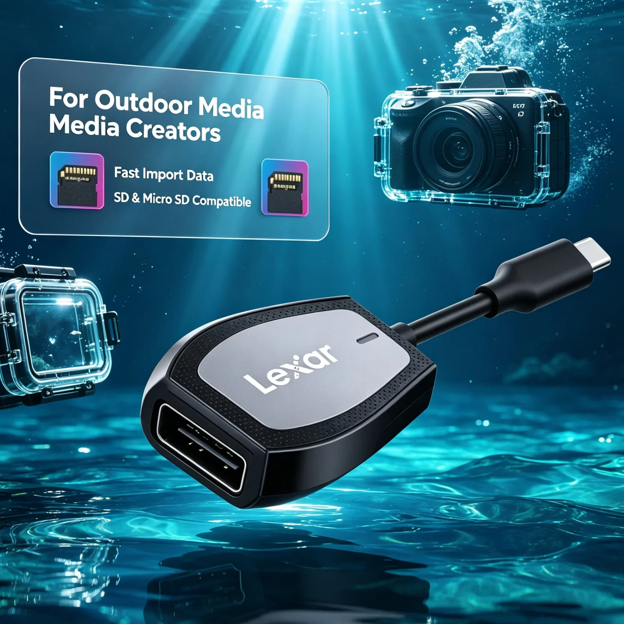 Lexar Memory Card Reader USB 3.2 Type C UHS-II 312MB/s Dual Slot SD Micro SD TF High Speed Cardreader for PC Laptop Desktop Mac