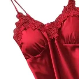 KUCLUTLadies Camicia da notte sexy in raso di seta senza maniche, camicia da notte con scollo a V, camicia da notte in pizzo, abbigliamento da notte per donna S-XL