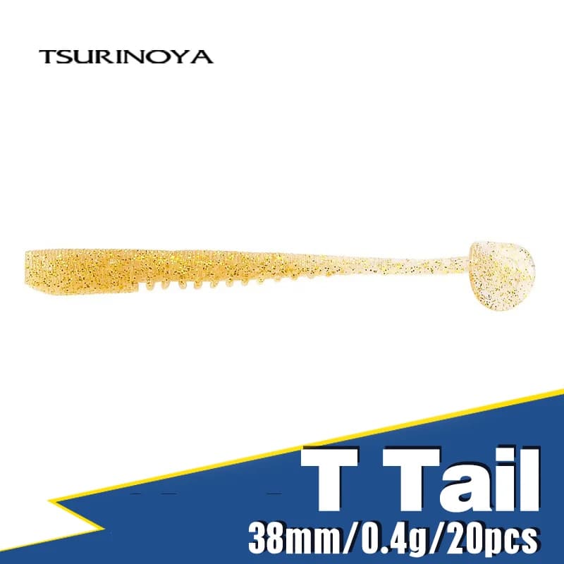 TSURINOYA 38mm 0.4g Richiamo Morbido di Pesca FLEX T Coda Verme Per Il Gioco di Luce Rockfish Ajing UV Luminoso Silicone Swimbait Esca Morbida