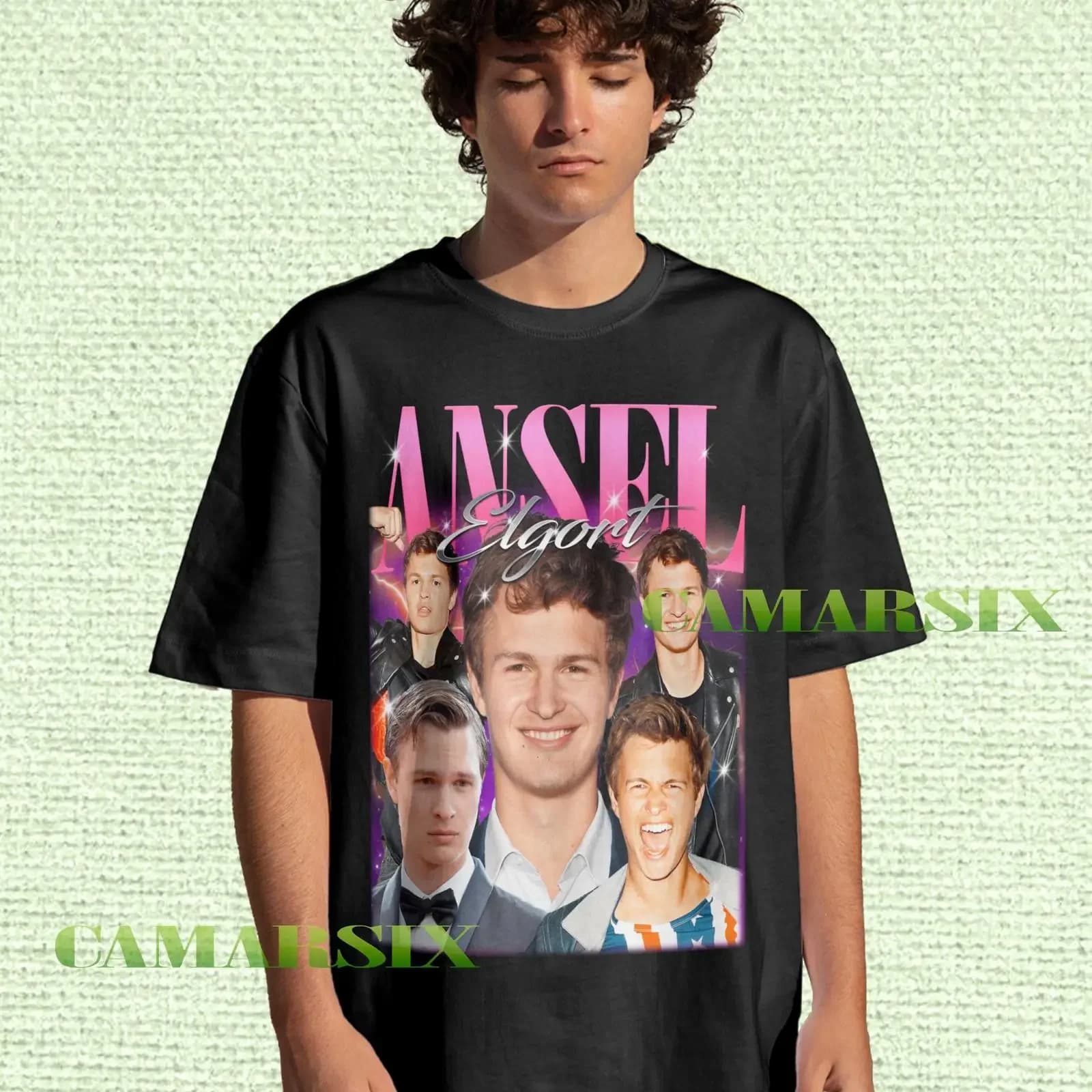 Ansel Elgort Vintage T Shirt Retro Actor Pop Culture Sweater vintage Washed Versatile Stretched Slightly graphic Soft Casual