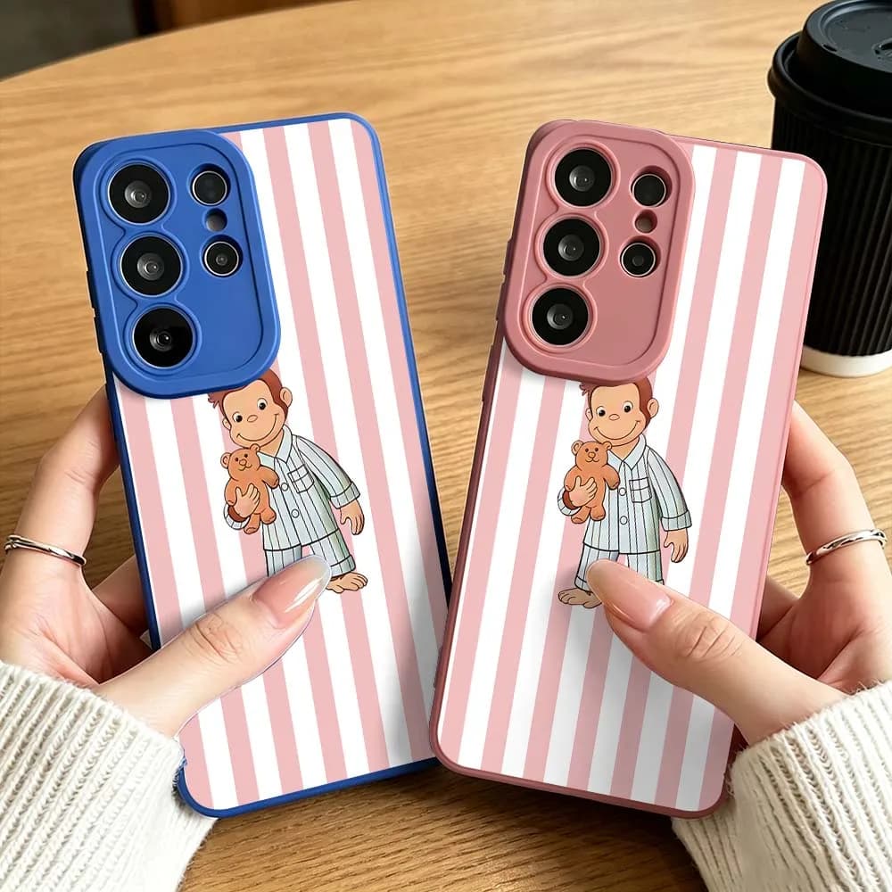 Cartoon Pajamas Holding Doll For Samsung Galaxy S26 S25 S24 S23 S22 S21 S20 Ultra Plus A15 A35 A54 A55 Soft Cover Phone Case