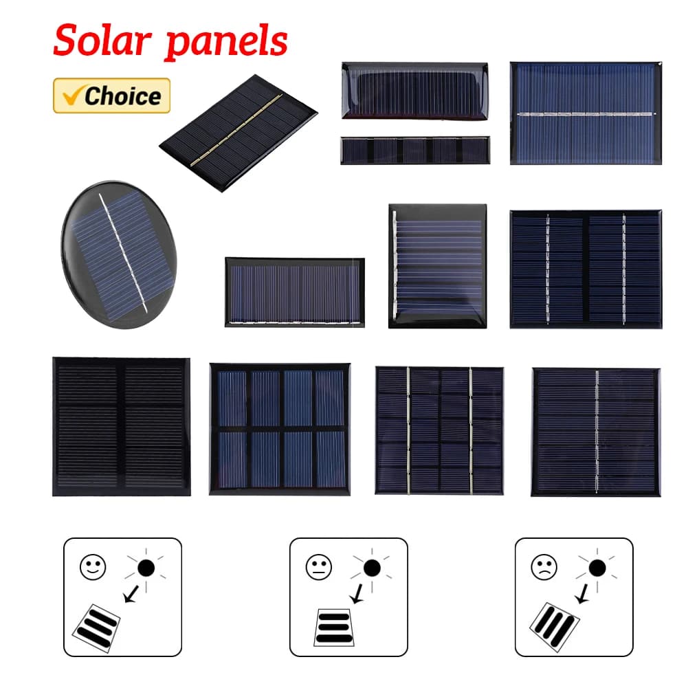 Pannello solare portatile da 3 W 5 V Pannello solare Caricatore da pannello solare per luce solare per batteria da 3,7 V Batteria da 3-5 V/caricatore del telefono