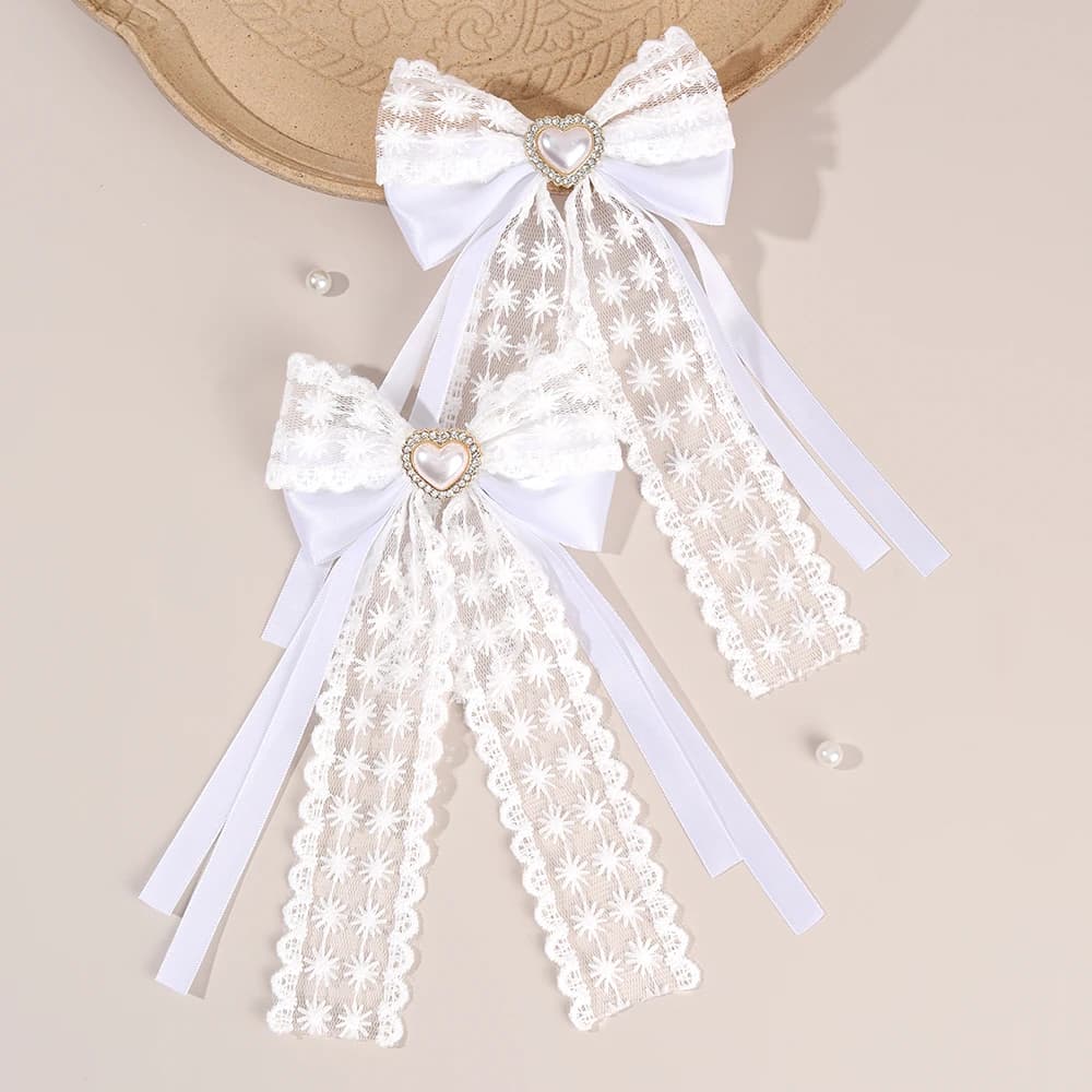2 fermagli per capelli con fiocco in pizzo floreale elegante forcine per capelli con ricamo floreale per ragazze bambini accessori per capelli copricapo dolce