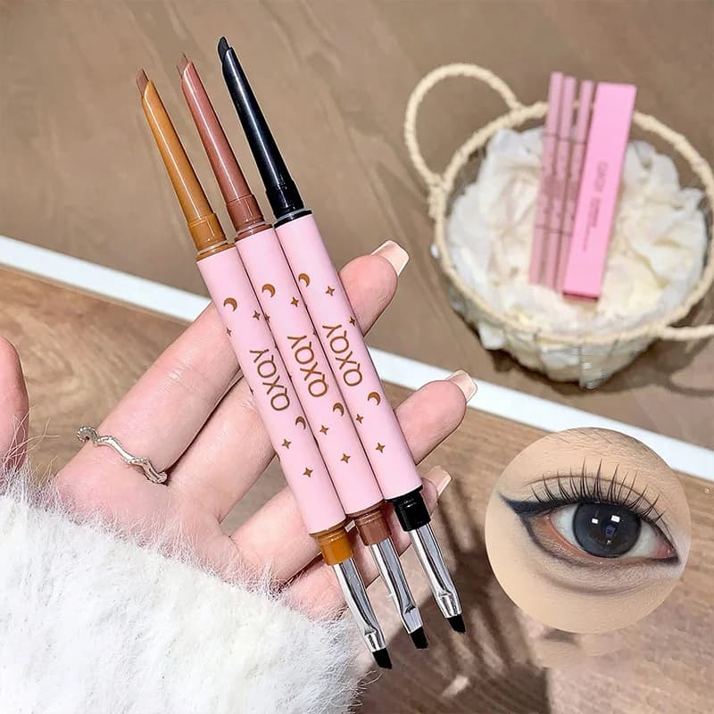 QXQY Eyeliner double head, eyebrow pencil two in one and eyeliner under the eyes, with head, permanent makeup, silk kiss lying