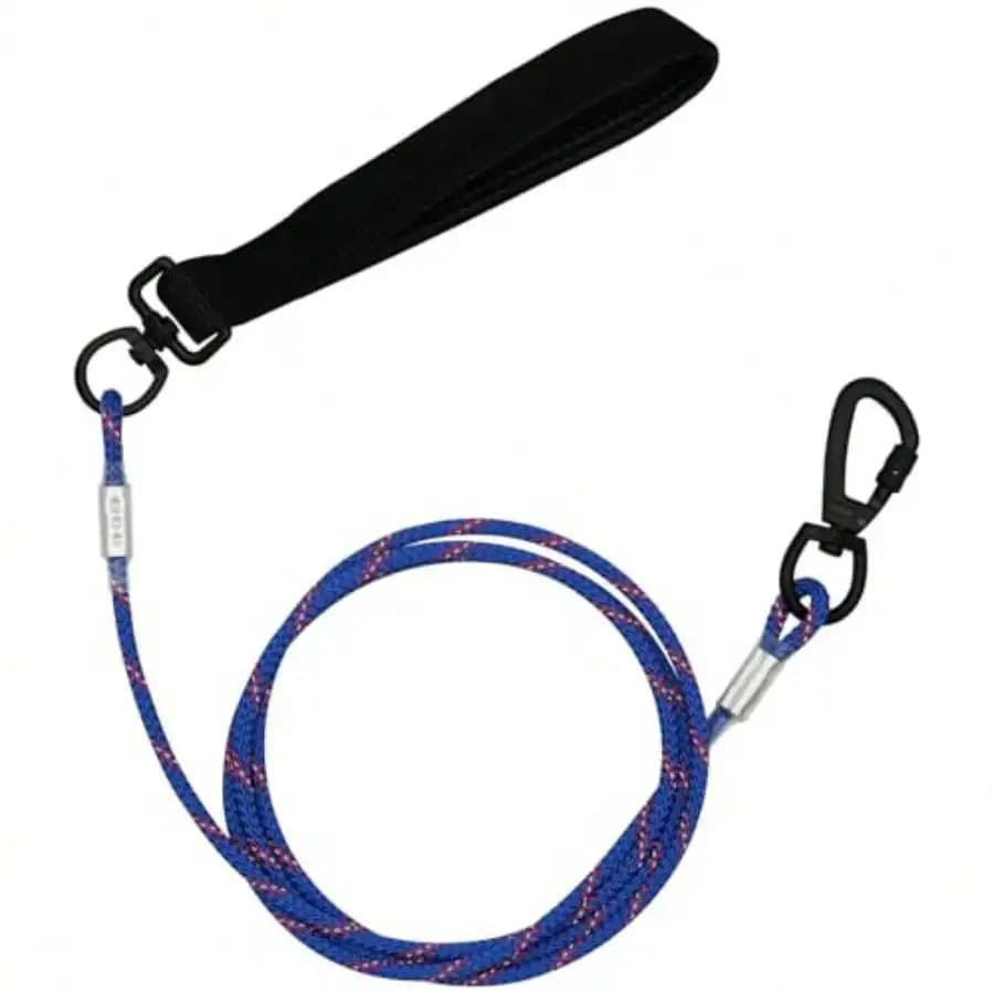 4FT Chew Proof Metal Dog Leash With Comfortable Handle Heavy Duty Steel Cable Lead For Control Large Medium Small Dogs Walk And Train Pet Leash With Rotate Clasp And Double Buckle 4FT Blue