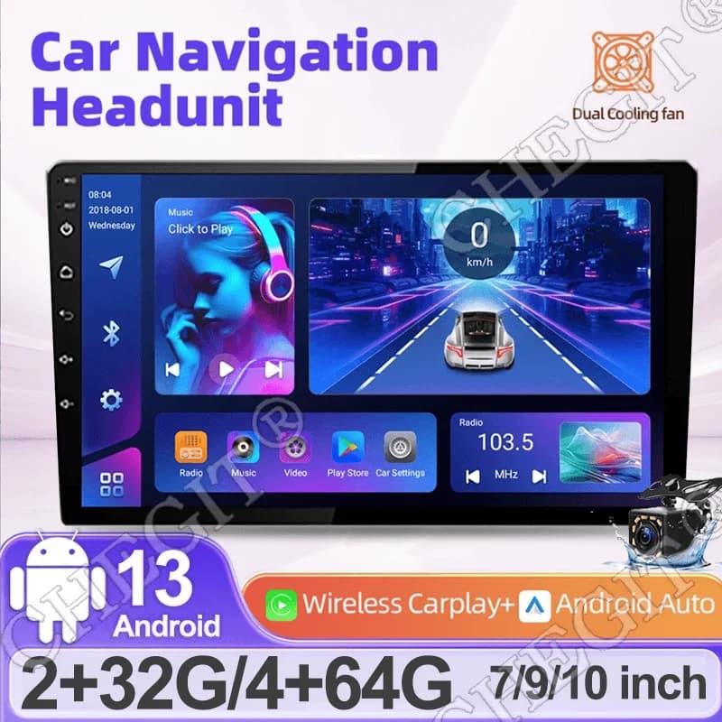 Universale Android 13 7 "/9"/10 "2Din Autoradio Audio Autoradio 64G GPS BT wireless Carpaly Lettore multimediale per Hyundai Nissan