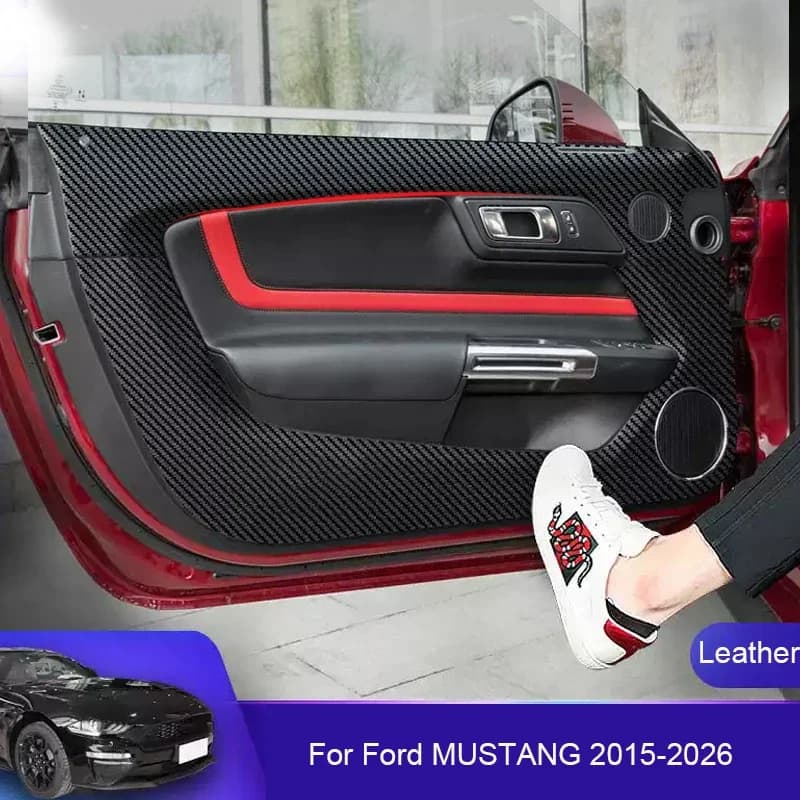 Auto B-Pillar Soglia della porta Anti-calci Per Ford MUSTANG 2015-2026 Proteggi Pad Tronco in pelle PU Anti-sporco Resistente ai graffi