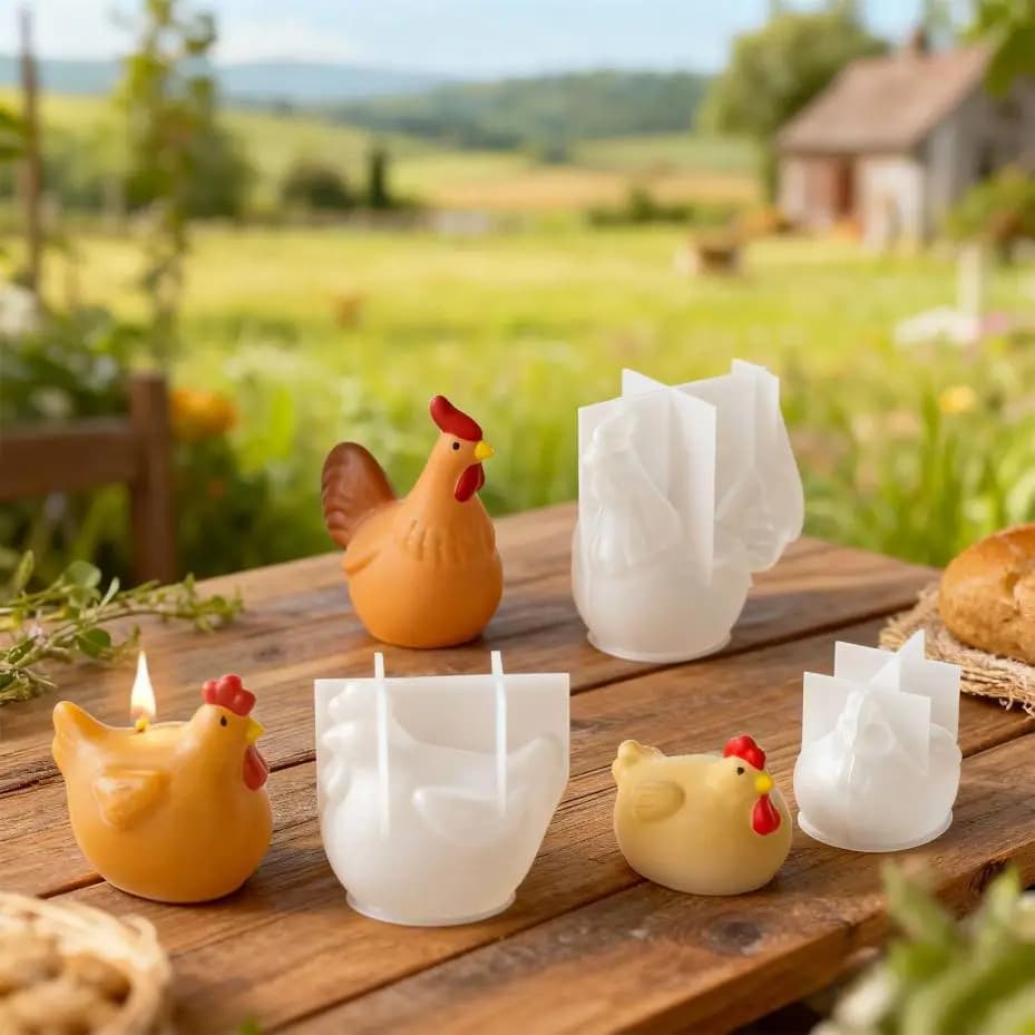 3D Chicken Candle Silicone Mold Cute Chicken Crafts Plaster Resin Cement Mould DIY Animal Soap Making Tool For Easter Home Decor