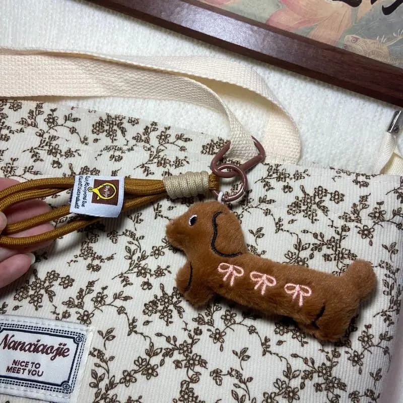 Portachiavi in peluche a forma di cane Bassotto, simpatico ciondolo per borsa, decorazione regalo - 1 pz.