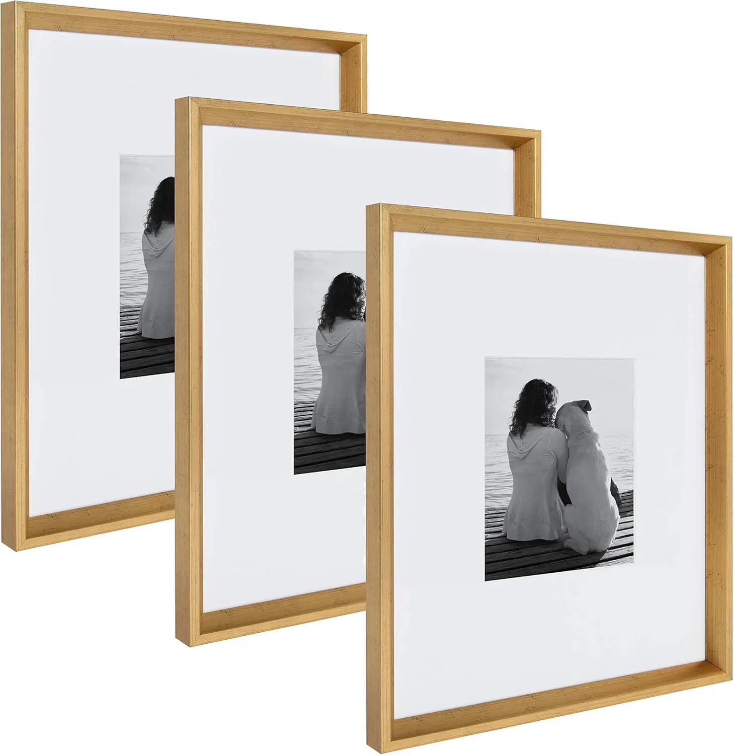 Set di Cornici Moderne da Parete, 16x20 con Passepartout 8x10, Confezione da 3 - Elegante Decorazione per la Casa