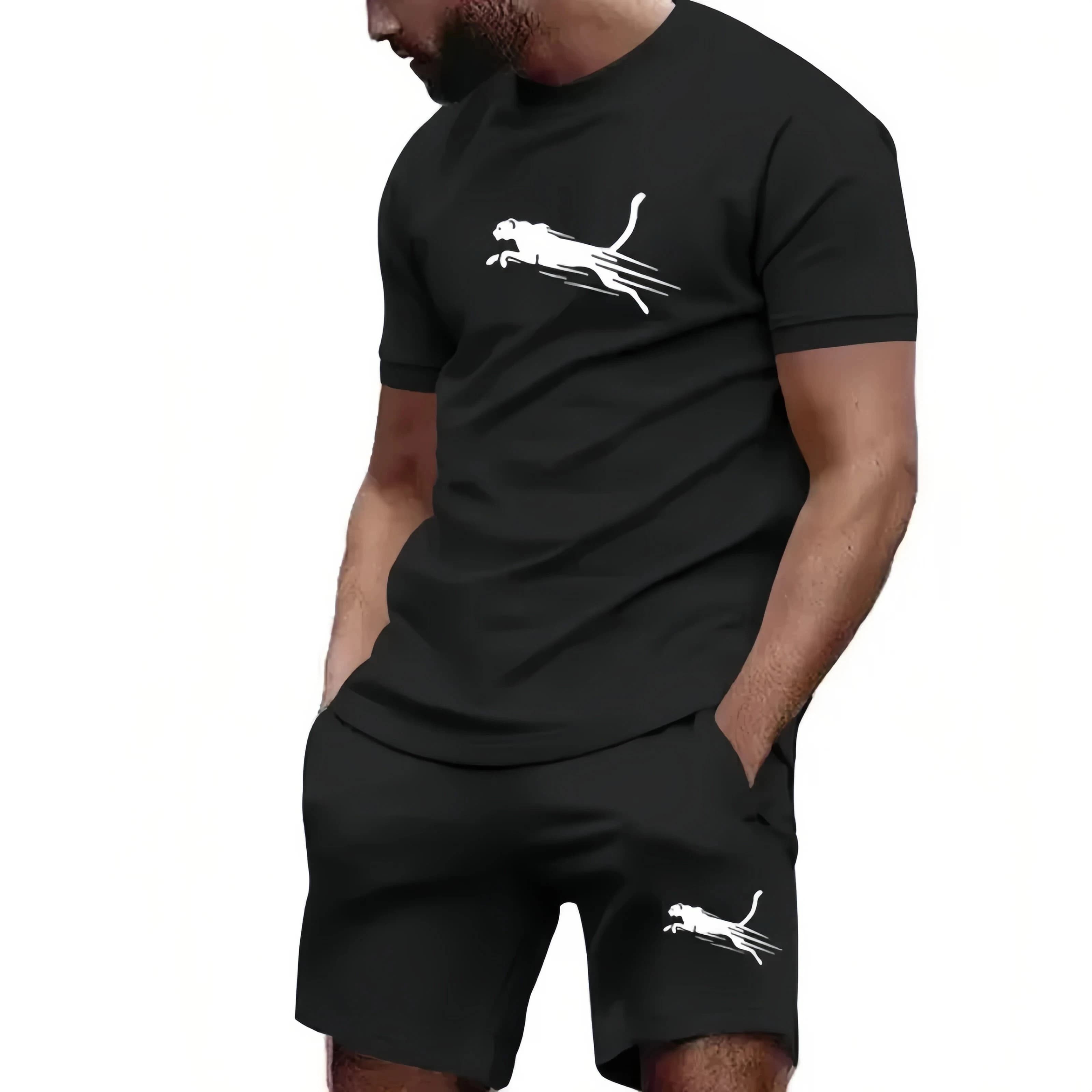 Abbigliamento Estivo per Uomo e Ragazzo, Set Traspirante e Leggero con Maglia a Maniche Corte e Pantaloni, 2 Pezzi, Disponibile in Vari Colori, Casual T-S