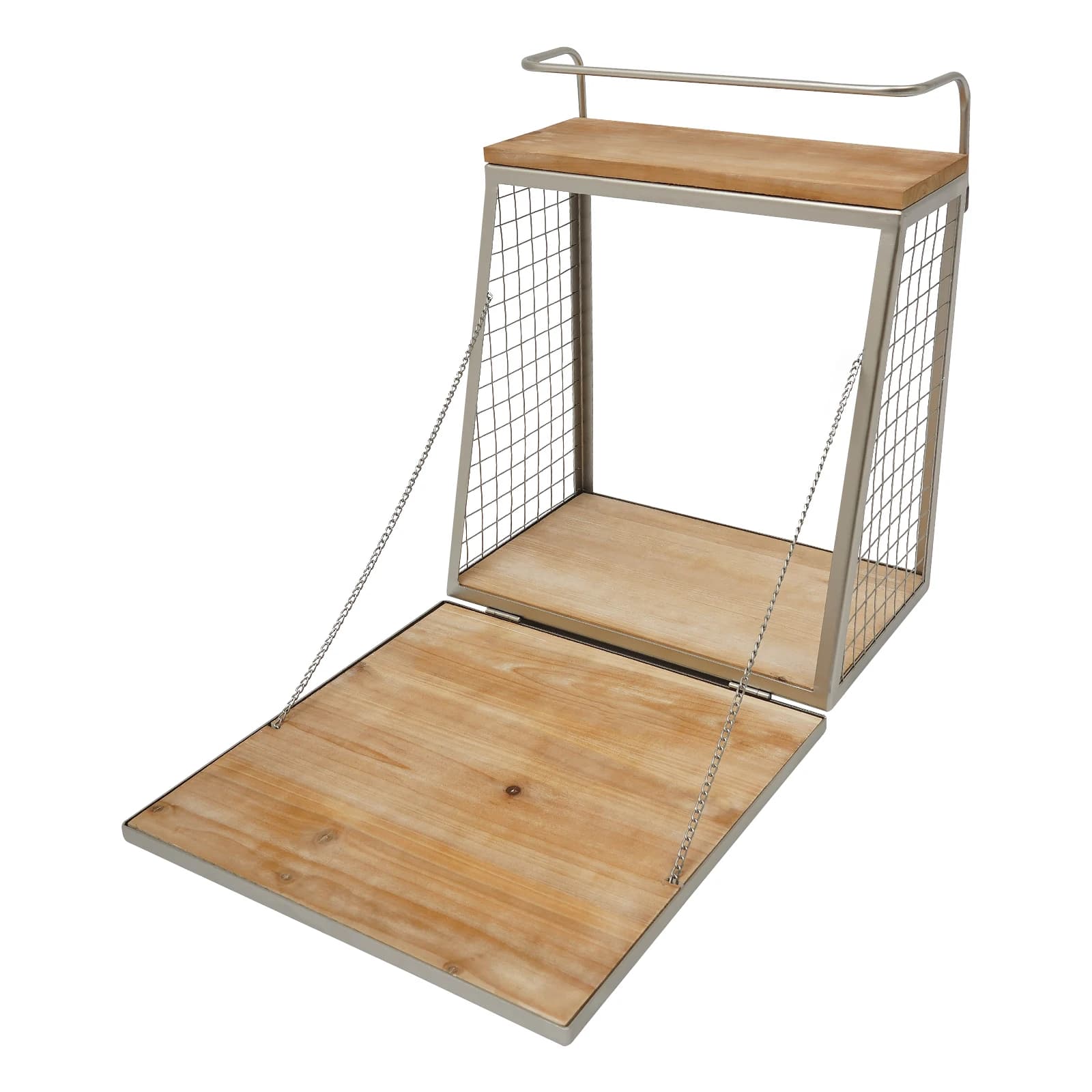 (Saldi di Liquidazione!) Portabottiglie da Parete a 2 Livelli, Mobiletto per Liquori in Legno Massello, Espositore Industriale per Vino Rosso e Bianco, Porta Calici, Accessori da Cucina