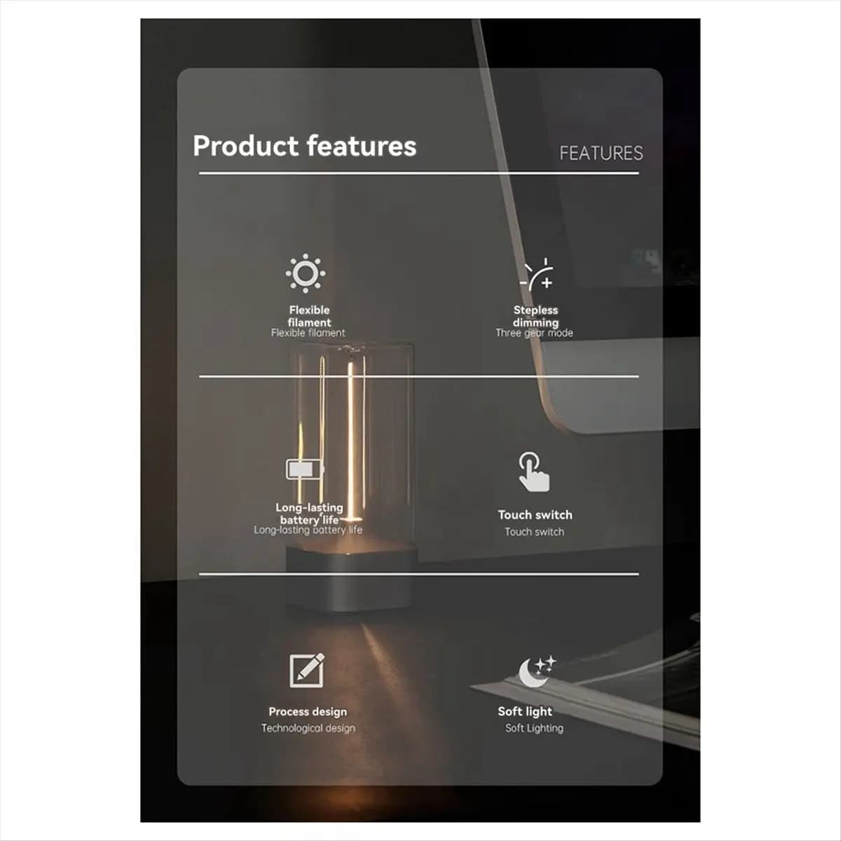 Lampada da scrivania con controllo tattile con sensore tattile superiore Luce LED dimmerabile a tre livelli Piccola luce notturna Ricarica USB Luce magnetica Bianca