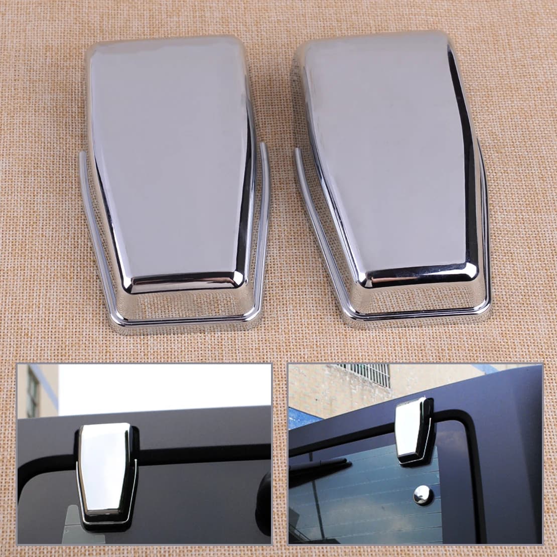 CITALL ABS Cromato Superiore Porta Posteriore Finestra Cerniera Copertura Trim Cap Misura per Jeep Wrangler JK 2007-2012 2013 2014 2015 2016 2017 2018