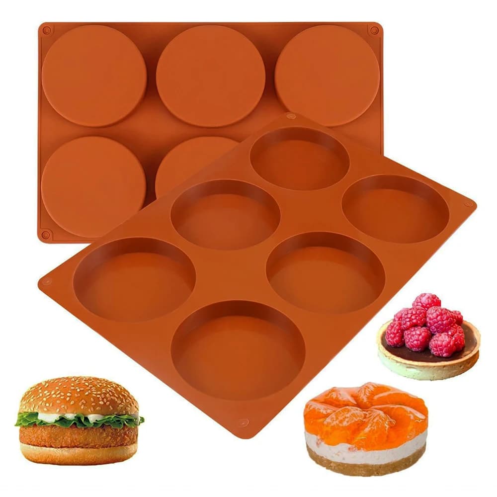 6 fori rotondo stampo in Silicone torta pasticceria stampi da forno gelatina budino sapone forma torta di ghiaccio decorazione strumento disco pane biscotto stampo