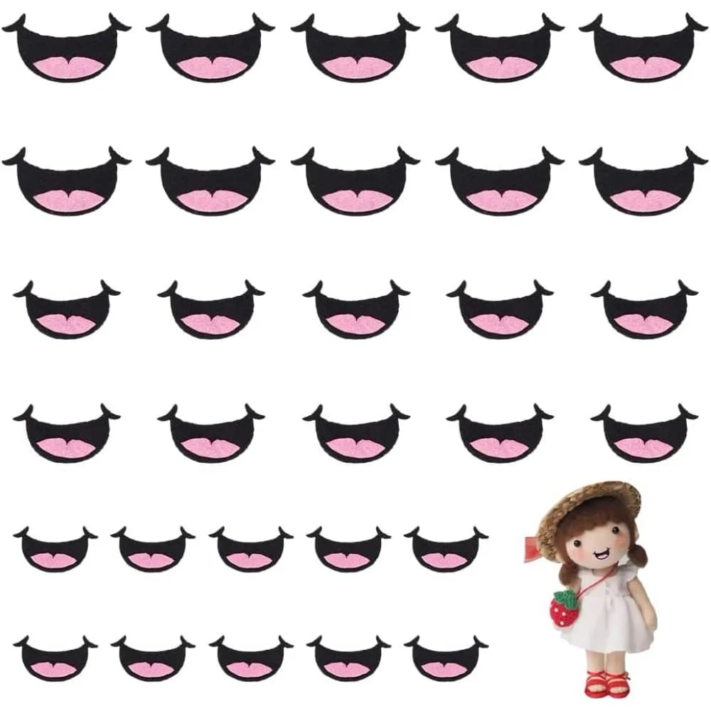 30 pezzi bocca in feltro per bambole 3 dimensioni rosa per artigianato burattino orsacchiotto peluche all'uncinetto animali di peluche accessori per la produzione fai da te