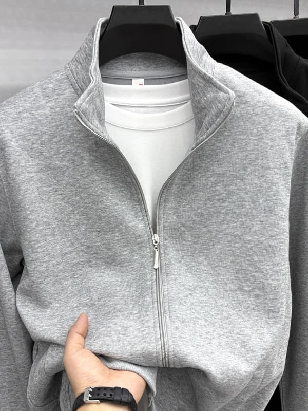 Felpa con cappuccio in cotone autunno primavera Jaet da uomo nuova Casual Spor Sle capispalla traspirante Design semplice Chiusura con cerniera Stand Fit