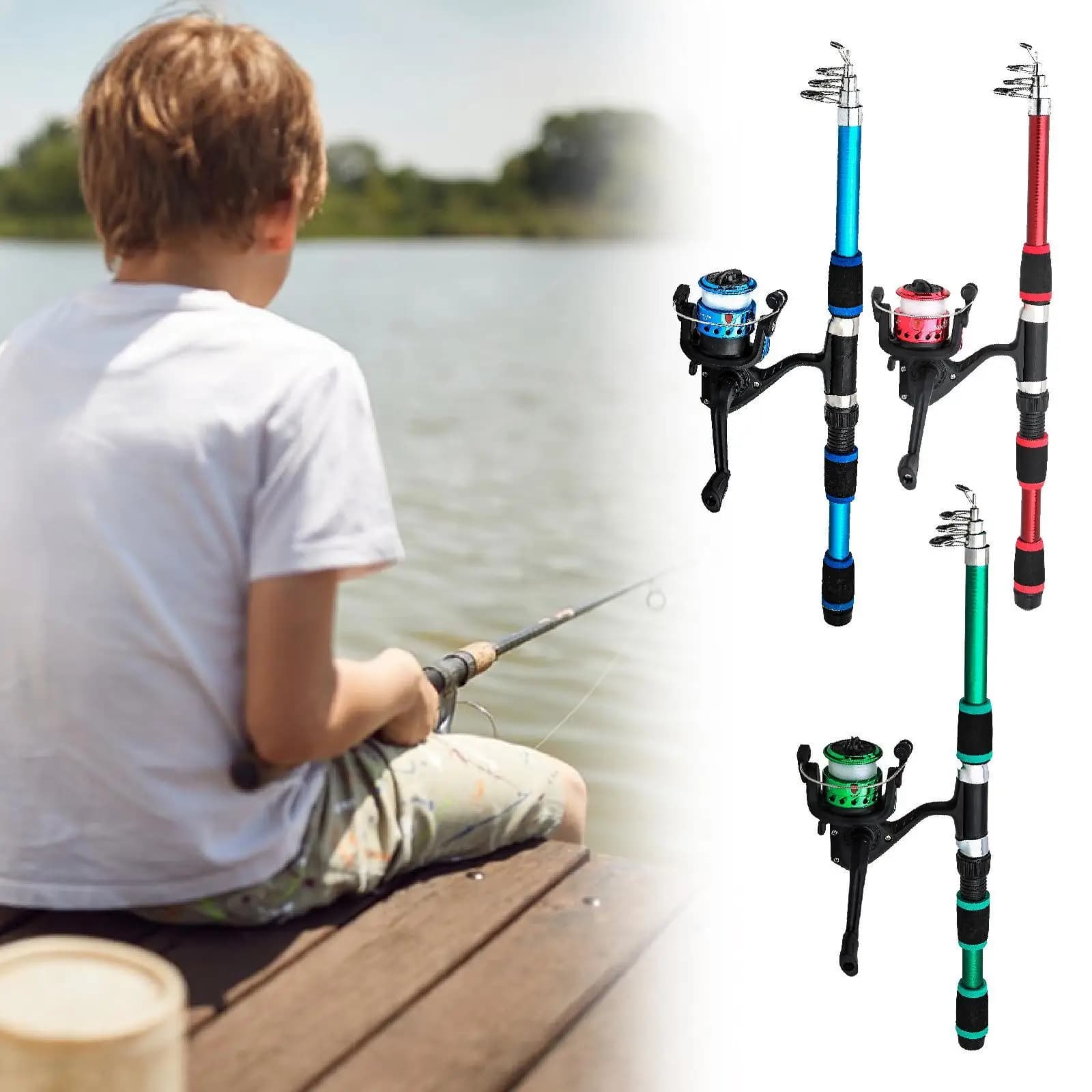 Canna da pesca per bambini e mulinello combinati Canna da pesca per bambini per principianti da viaggio all'aperto