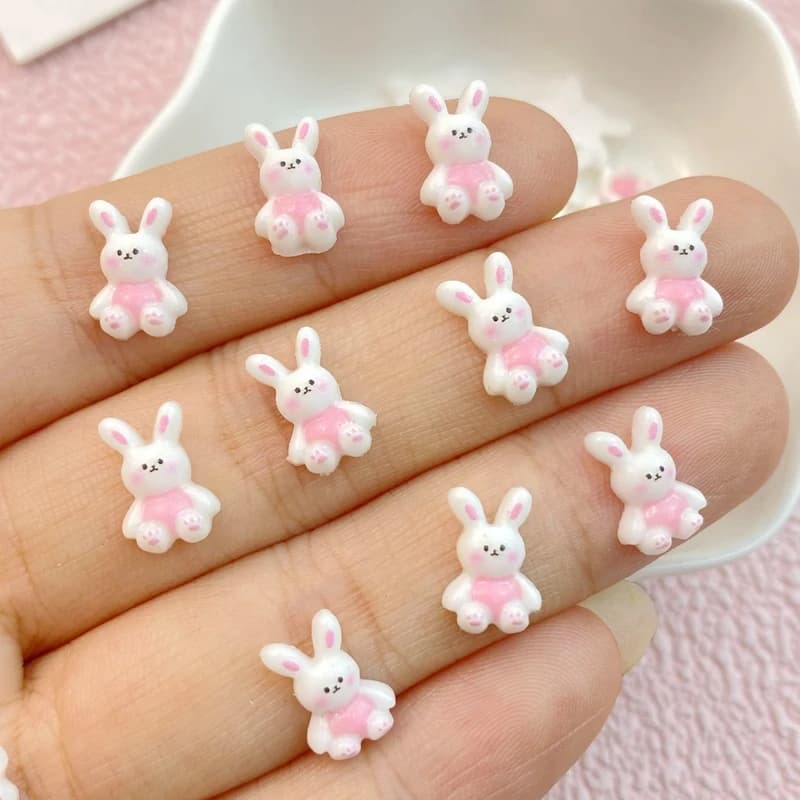 50 Pieces New Charms in Resin Shape Rabbits for Nail Art, Decorative Stras for 3D Nails Fai-da- ♪