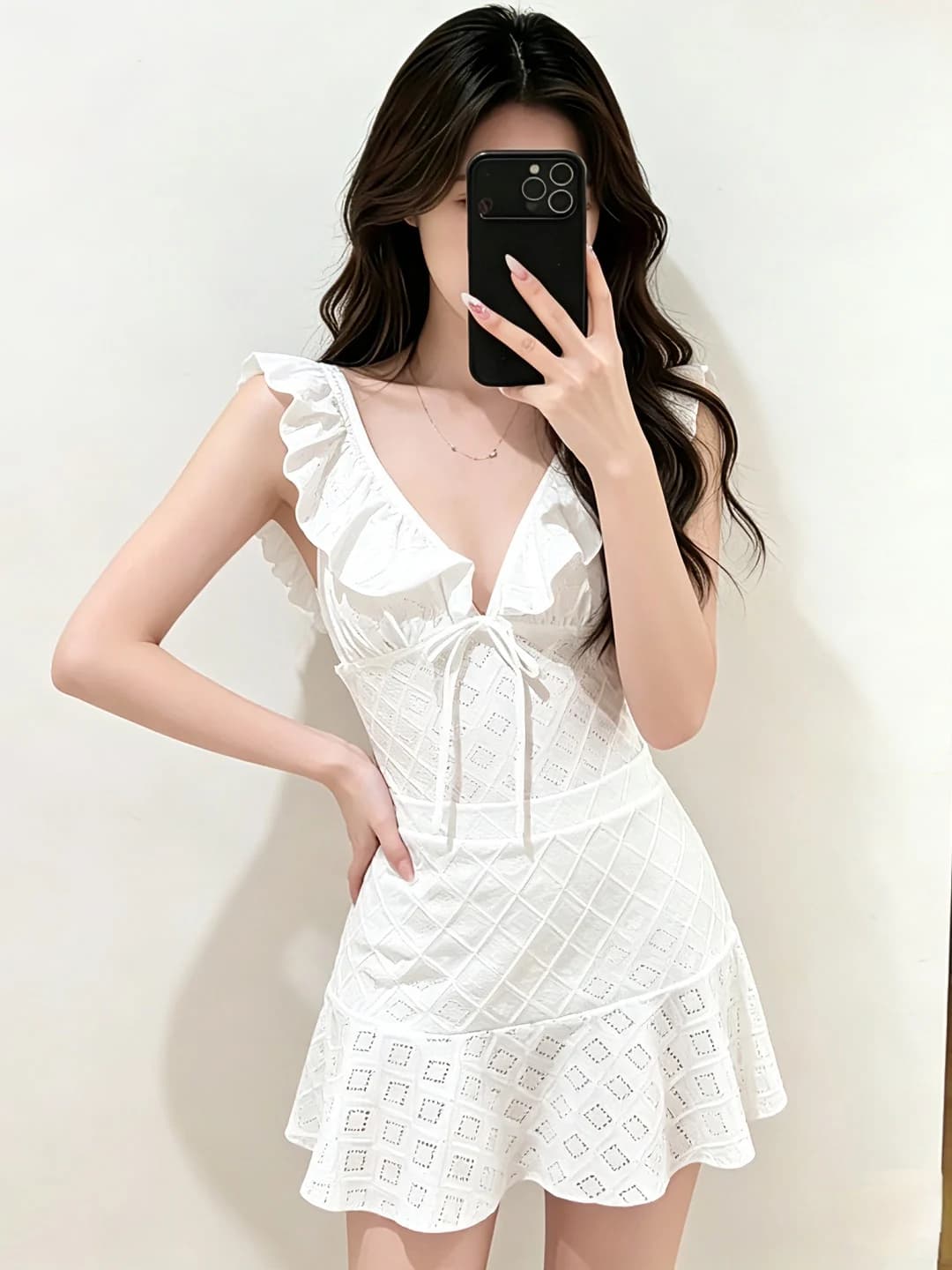 Sexy Hot Bikini Women's High-End Fashion One-Piece Dress Backless Pure Desire Bubble Private Bath Beautiful Swimming Suit