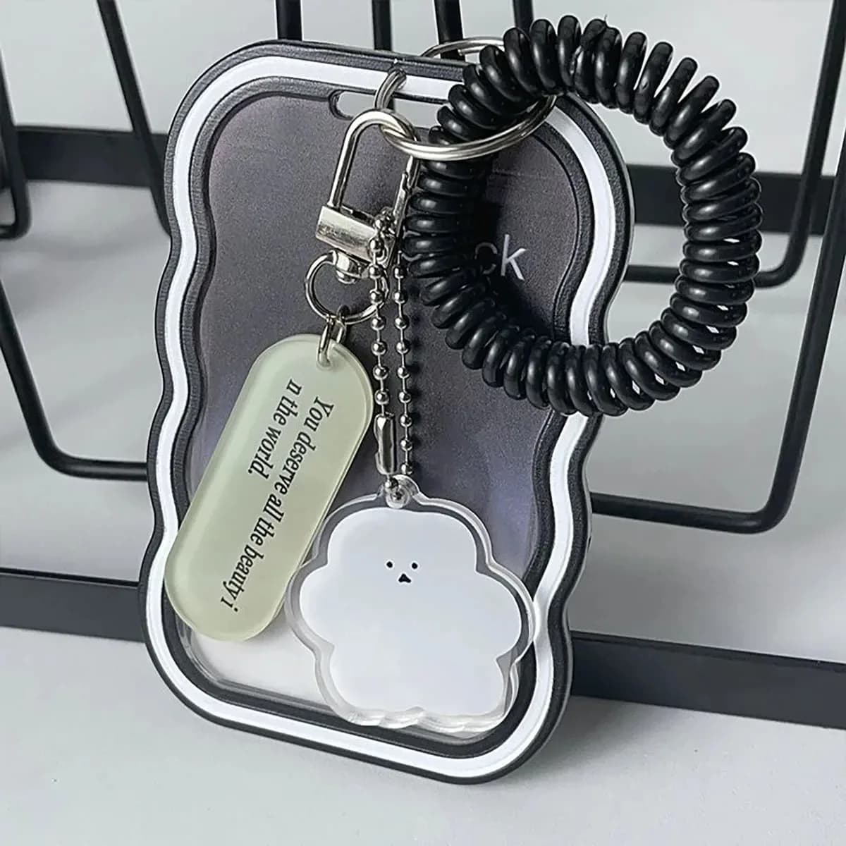 Porta Fotocard Kpop dal Design Creativo, Porta Tessere Trasparente con Portachiavi, Custodia per Foto, Porta Carte Bus, Porta Carte Studente, Protezione per Foto