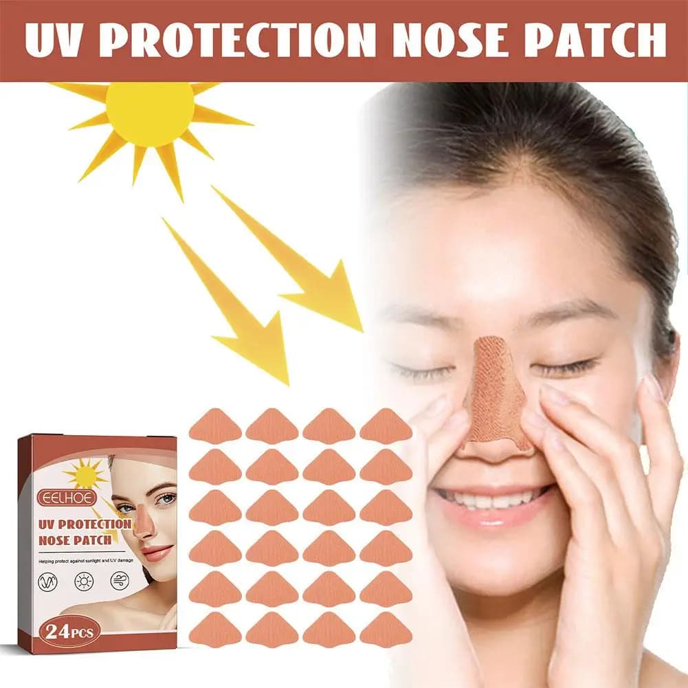 24pcs Sunscreen Nose Patch For Summer Outdoor SunProtection Breathable UV Protection Nose Mask Refreshing Skin Care Patch 1/5box