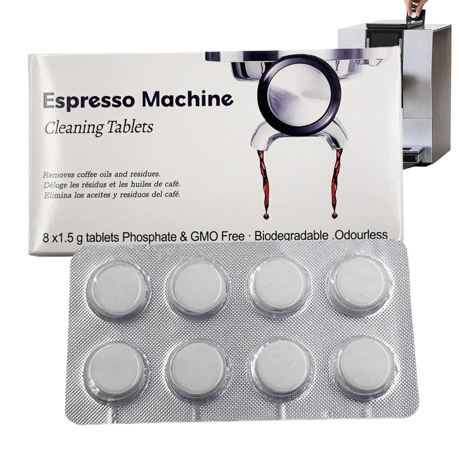 Confezione da 16 compresse per la pulizia della macchina da caffè, compresse per la pulizia della macchina da caffè, compresse per il descalcificante del dispositivo Breville Espressos