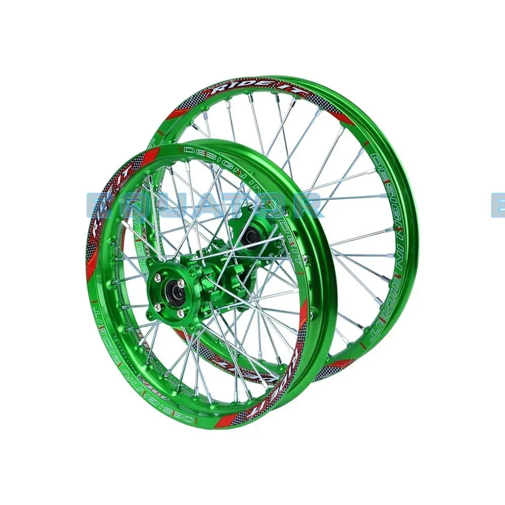 Cerchione in lega anteriore 1.60x17 "posteriore 1.85x14" con mozzo CNC di foro da 15 mm ruota verde da 14 17 pollici per KLX TTR125CC Dirt Pit Bike