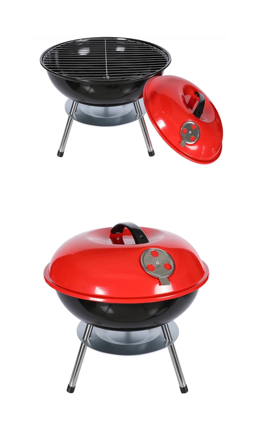 Griglia BBQ Portatile a Carbone da 14 Pollici, Mini Fornello a Forma di Mela, Braciere per Uso Domestico, Campeggio, Barbecue e Picnic all'Aperto