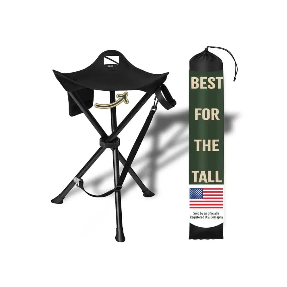 Sgabello Treppiede Pieghevole - Seduta Ultra Portatile per Persone Alte, Altezza 20 Pollici - Sedia da Caccia con Tasca Nascosta con Cerniera - 2 Libbre, per Campeggio