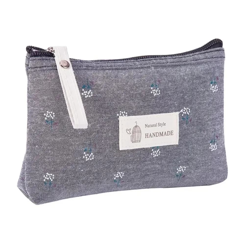 Women Makeup Bag Canvas Square Waterproof Cosmetic Bag Flower Pouch Case Zipper Skincare Storage Toiletry Purse Travel Organizer