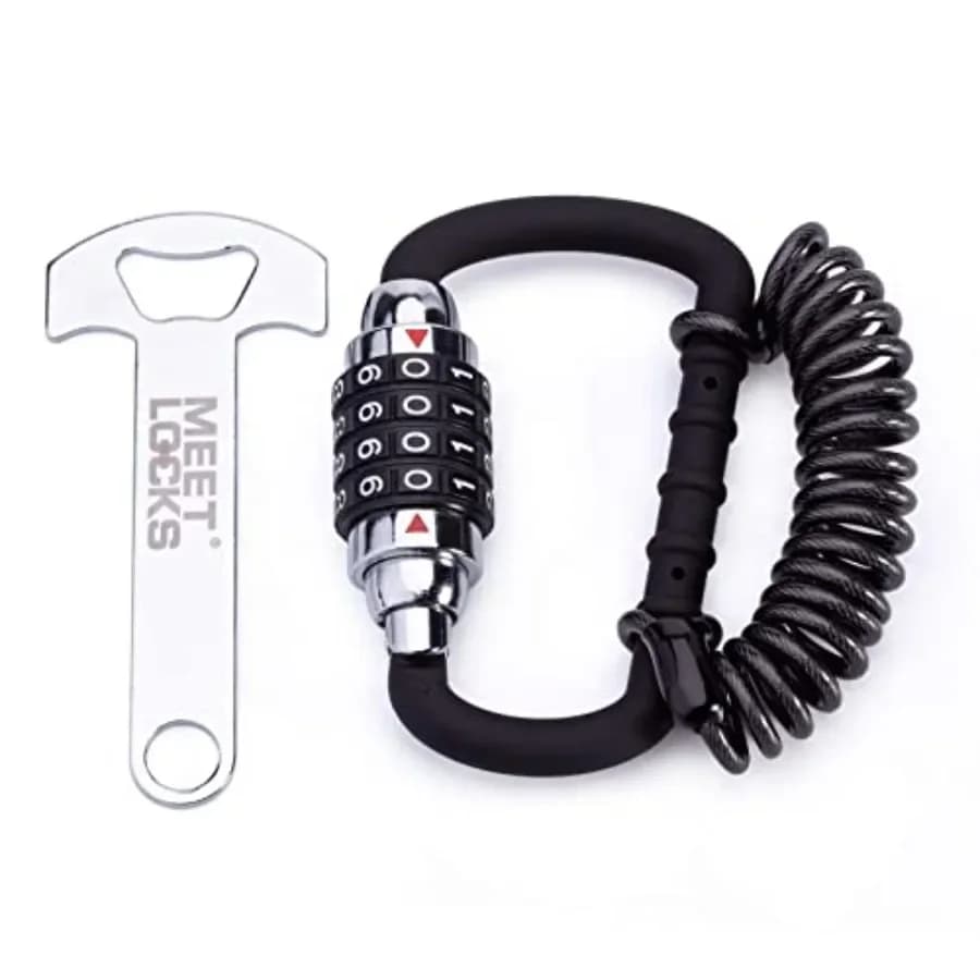Motorcycle helmet cable lock with 4-digit combination Restorable bike padlock with TBar Retractable Luggage Padlock for Secu