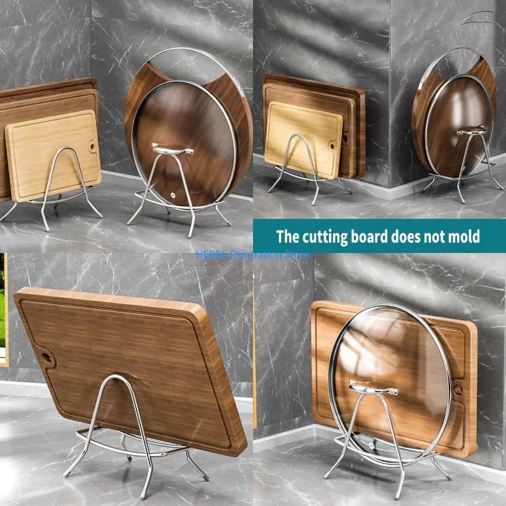 B0KC Stainless Steel Rack Cutting Board Holder for Kitchen Storage and Organization